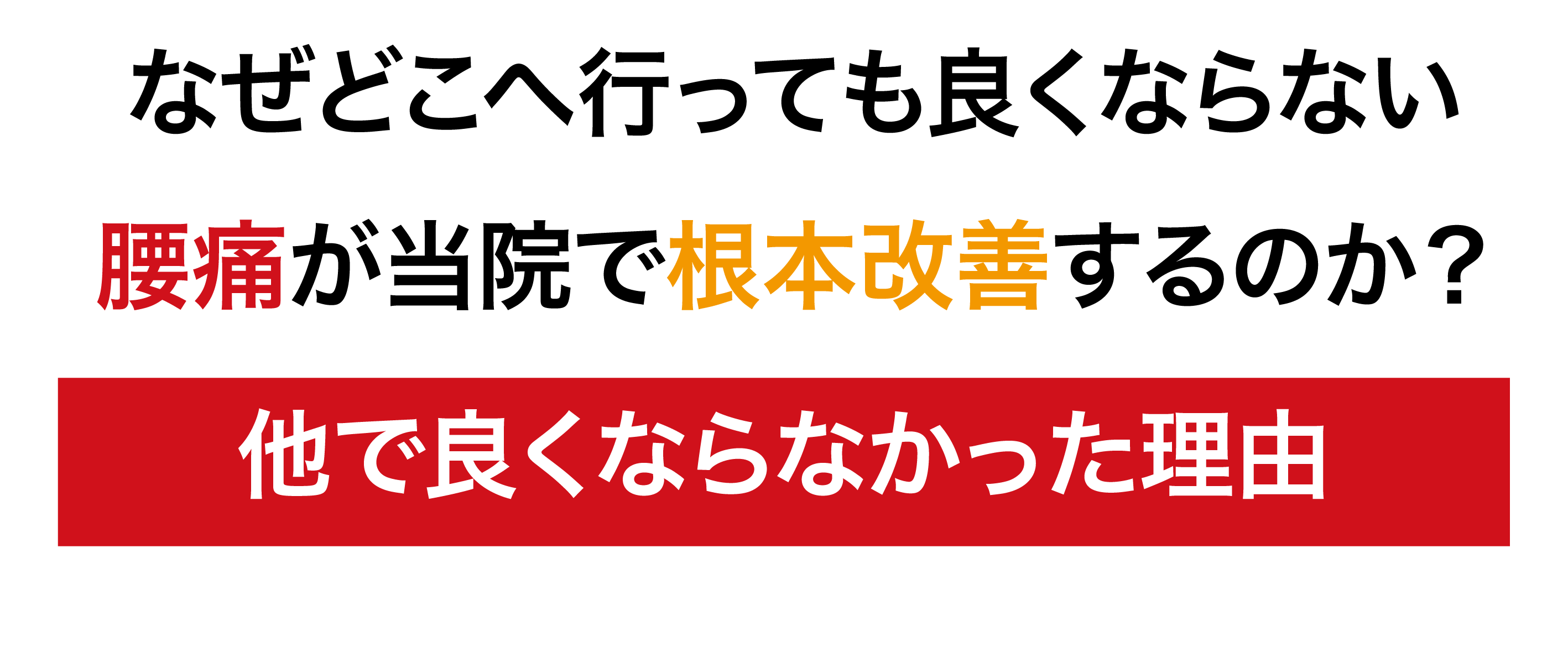 なぜどこへ行っても良くならない腰痛が当院で根本改善するのか？
他で良くならなかった理由とは